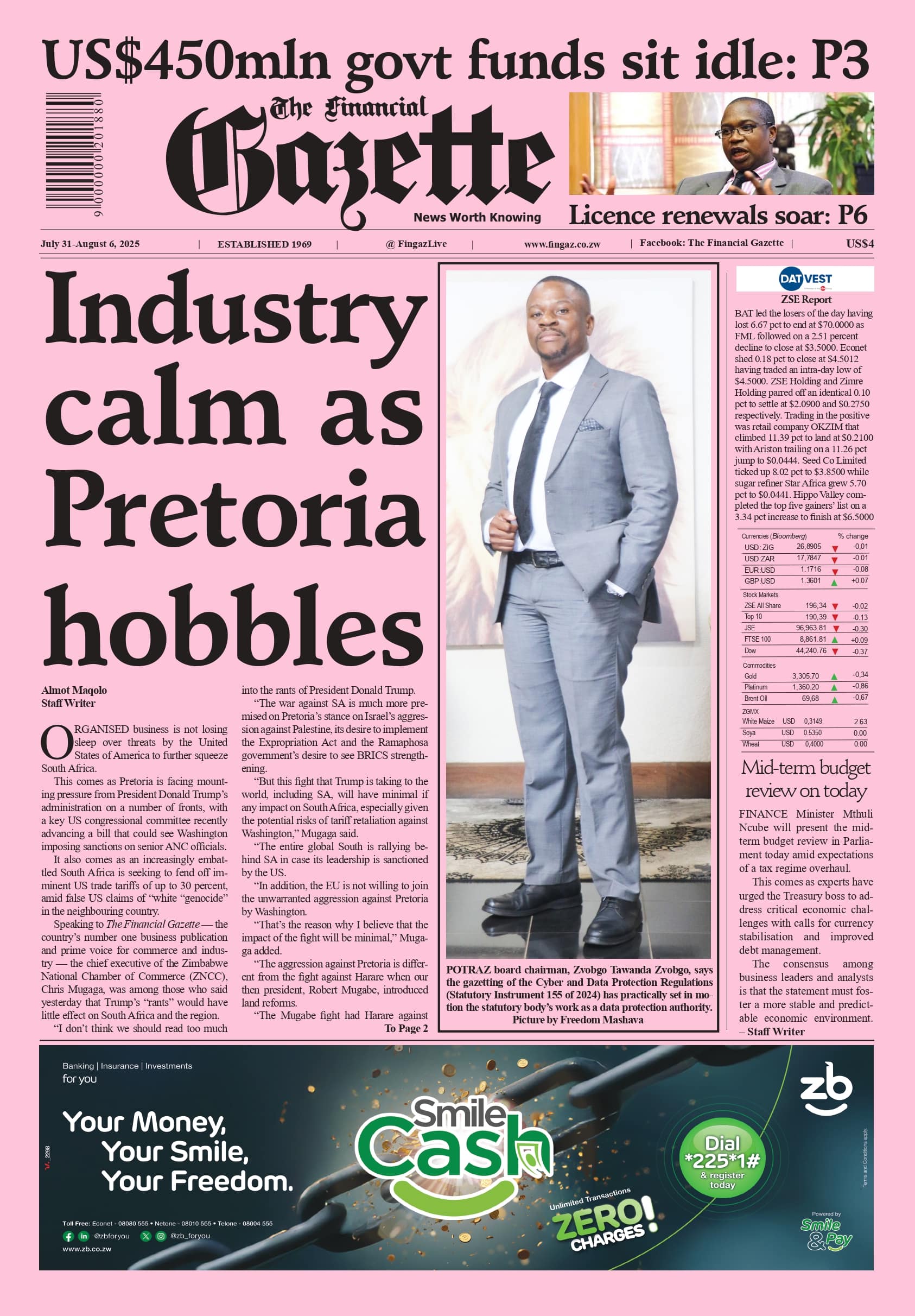 Thursday 31 July 2025